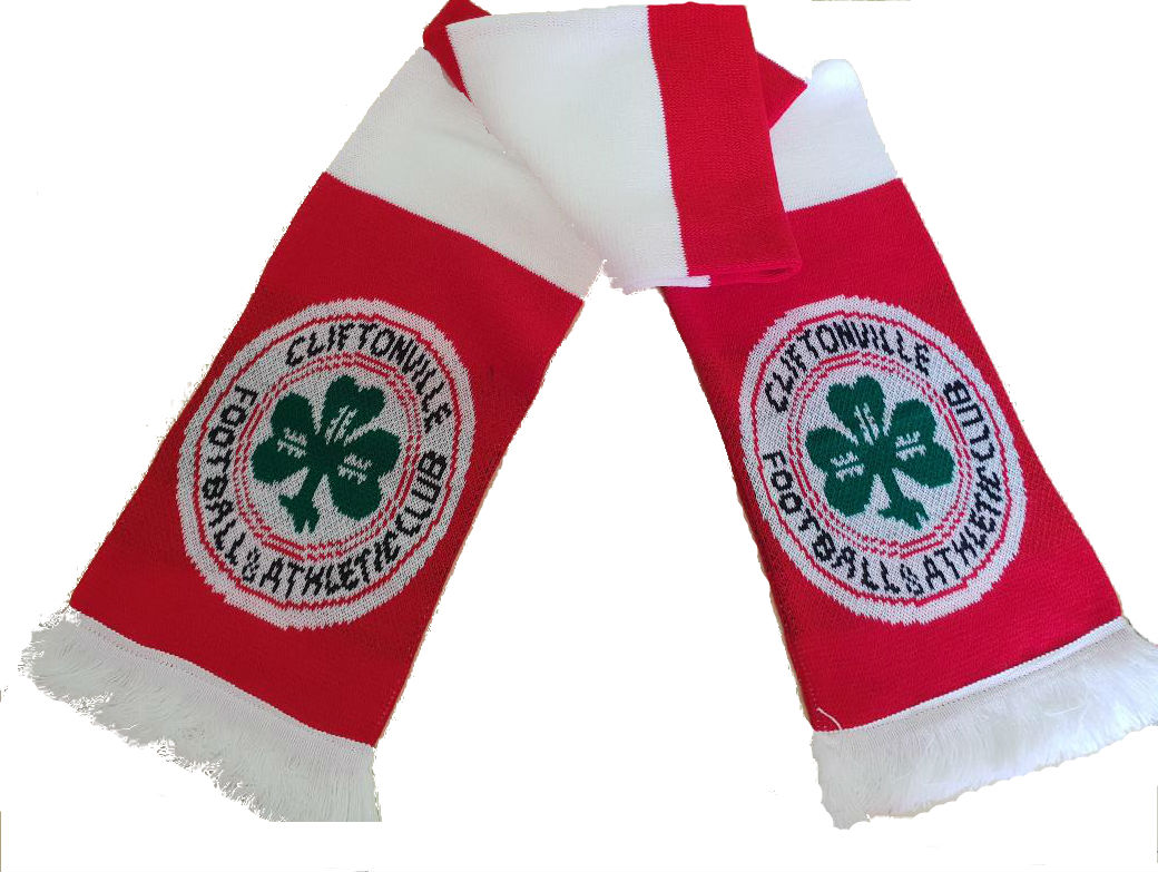 Red/White Bar Scarf with badge